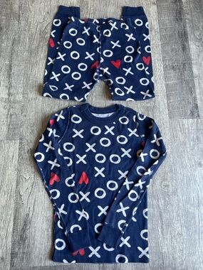 Hanna Anderson Navy XOXO Heart Pajama Set  Size 8